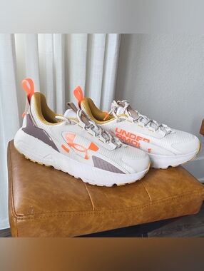 Under Armour HOVR Sneakers in White with Coral Accents